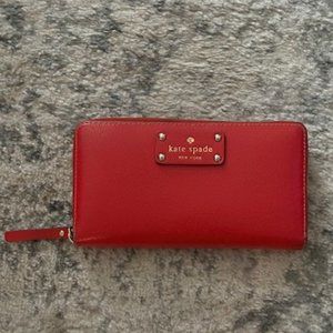 Kate Spade Zip Around Continental Wallet , Red